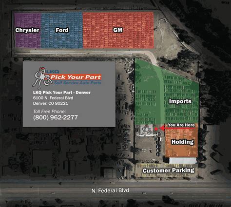 Lkq in denver - LKQ Pick Your Part DENVER keeps an inventory of over 2000 junk cars, lowest prices on used auto parts on an easy to navigate salvage yard in Denver. Skip to content. HOME; JUNKYARDS. LKQ PICK YOUR PART; PULL-A-PART; LKQ PICK YOUR PART AURORA. JUNKYARD INFORMATION. ADDRESS: 6100 North Federal Blvd. Denver, Colorado 80221: